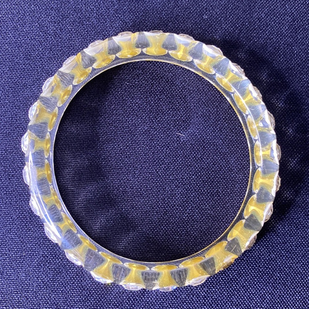 Champagne Lucite Rhinestone Bangle - Picture 4 of 4